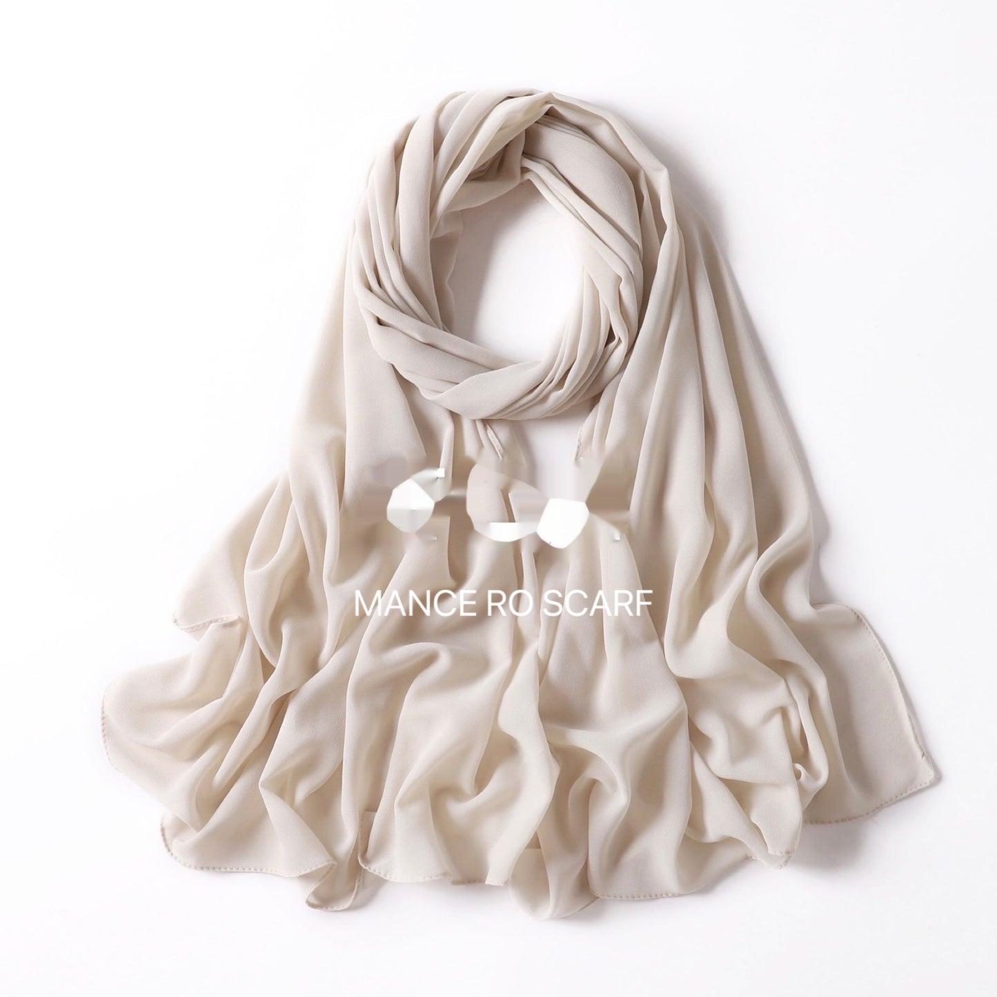 Pure Color Pearl Chiffon Scarf Headcloth Veil Chiffon Scarf