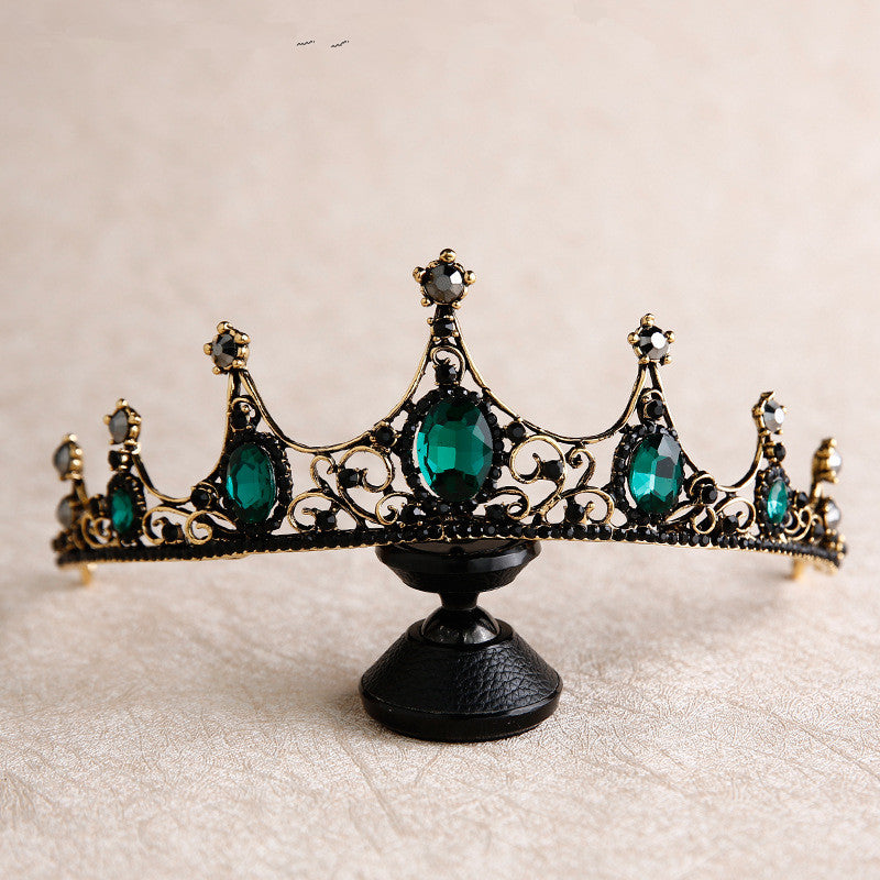 New Baroque Retro Black Crown Bridal Headdress Wedding Wedding Photo Accessories