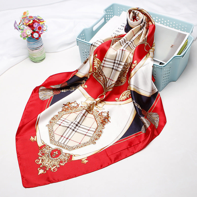 High-end Versatile Retro Printed Artificial Silk Scarf For Women