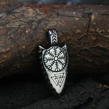 Stainless Steel Triangle Snowflake Rune Arrow Men's Personality Necklace