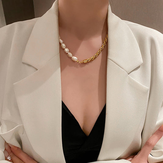 Retro Fashion Baroque Pearl Necklace Female Ins