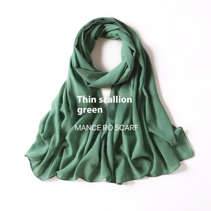 Pure Color Pearl Chiffon Scarf Headcloth Veil Chiffon Scarf