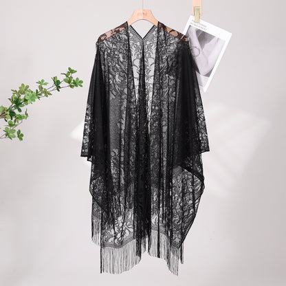 Summer Ladies Tassel Women's Thin Lace Shawl