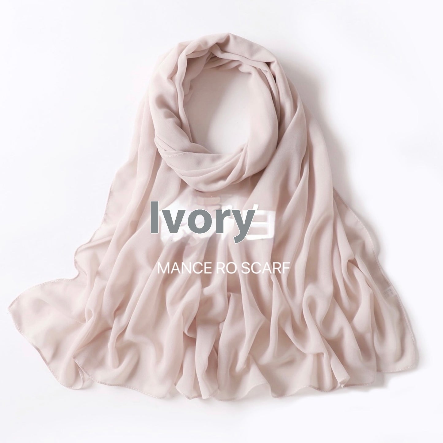 Pure Color Pearl Chiffon Scarf Headcloth Veil Chiffon Scarf