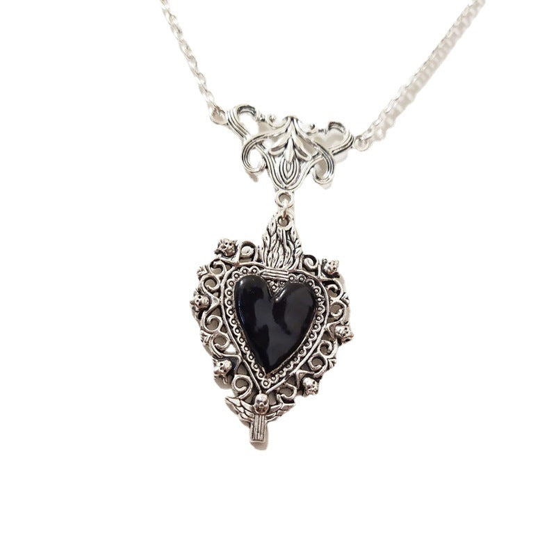 Burning Love Pendant Silver Lace Love Necklace