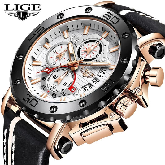 Men Watches Fashion Sport Leather Watch Waterproof Quartz Chronograph